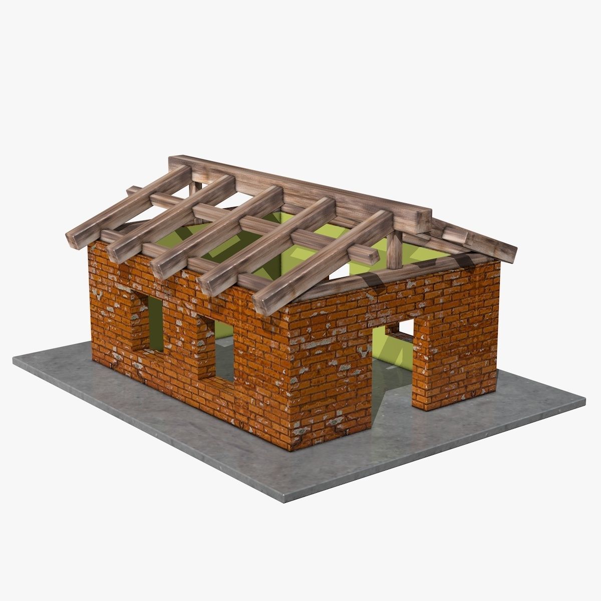 House under Construction Low-poly 3D model_1