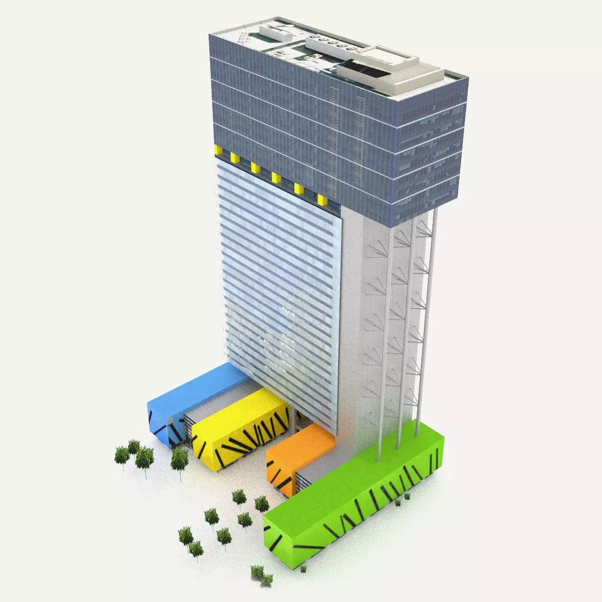 Brisbane Square Low-poly 3D model_0