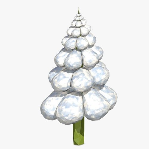 Cartoon Snowy Fir Tree Low-poly 3D model
