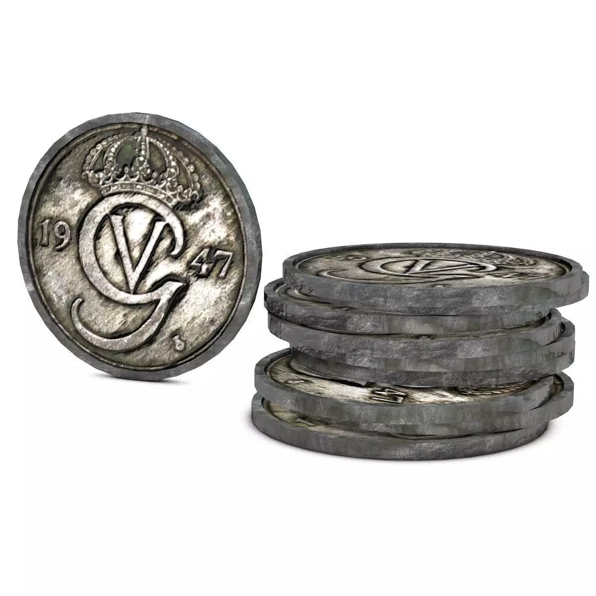 Historic Coins Low-poly 3D model_0