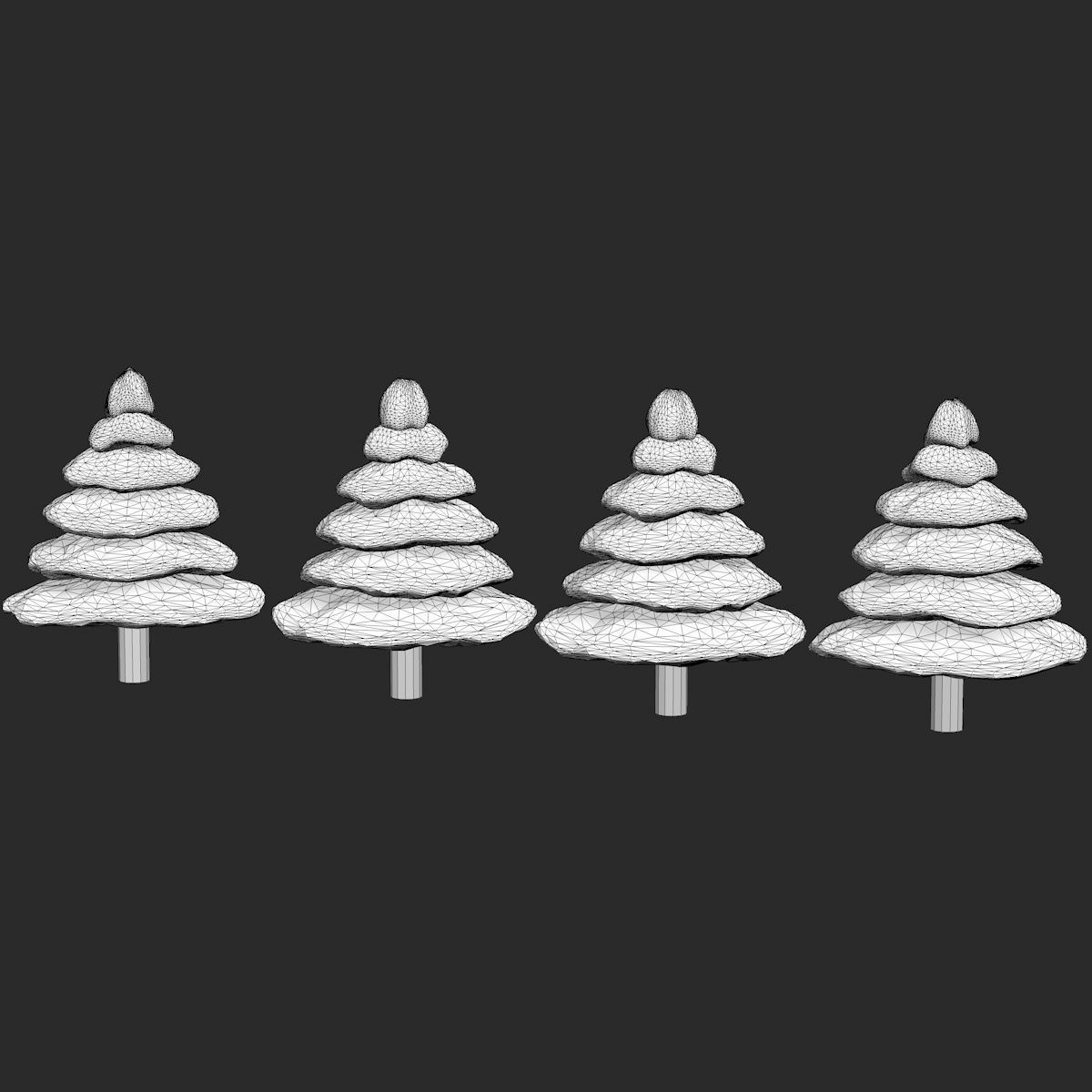 Colorful Cartoon Trees Low-poly 3D model_9