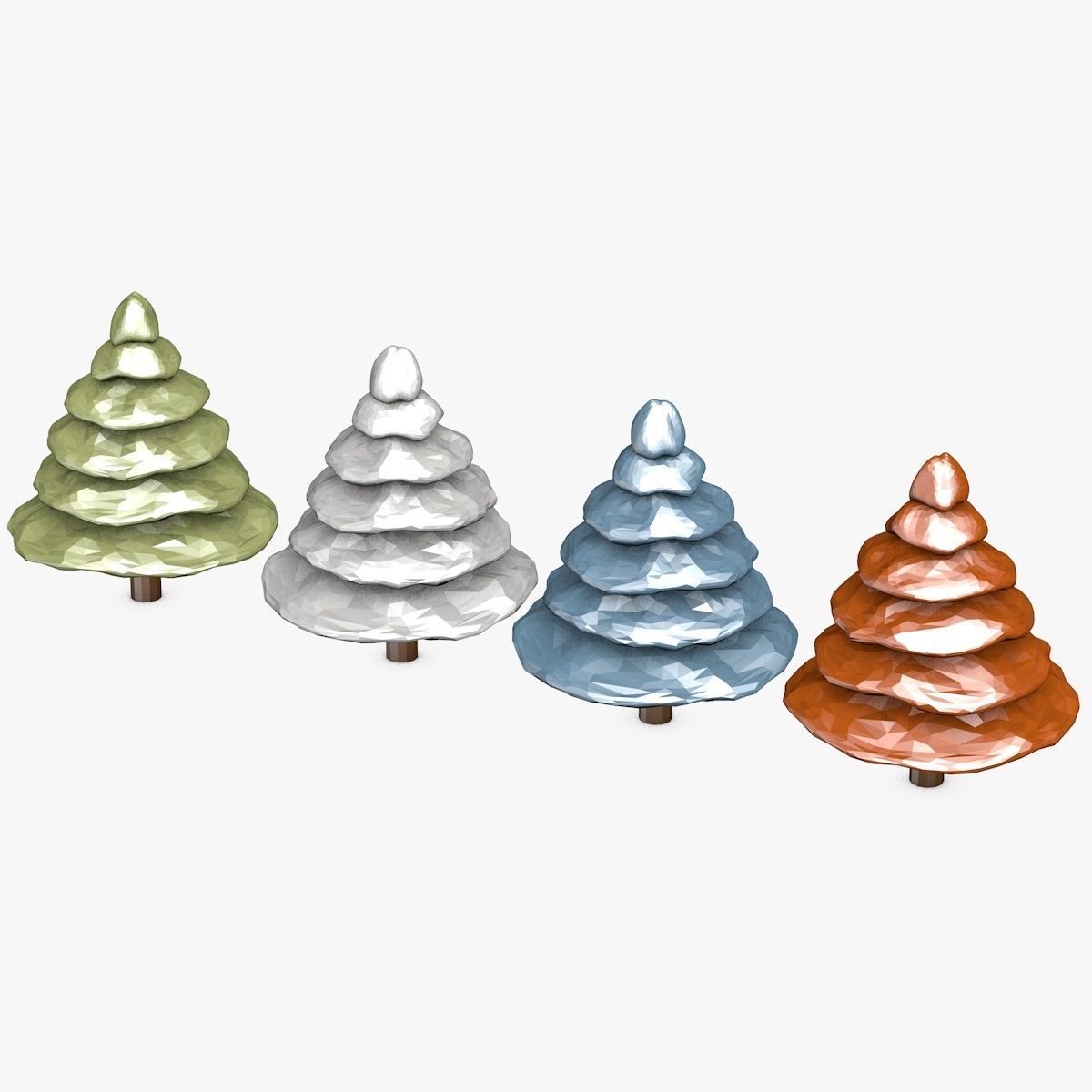 Colorful Cartoon Trees Low-poly 3D model_5