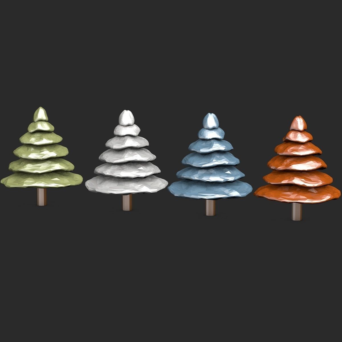 Colorful Cartoon Trees Low-poly 3D model_7