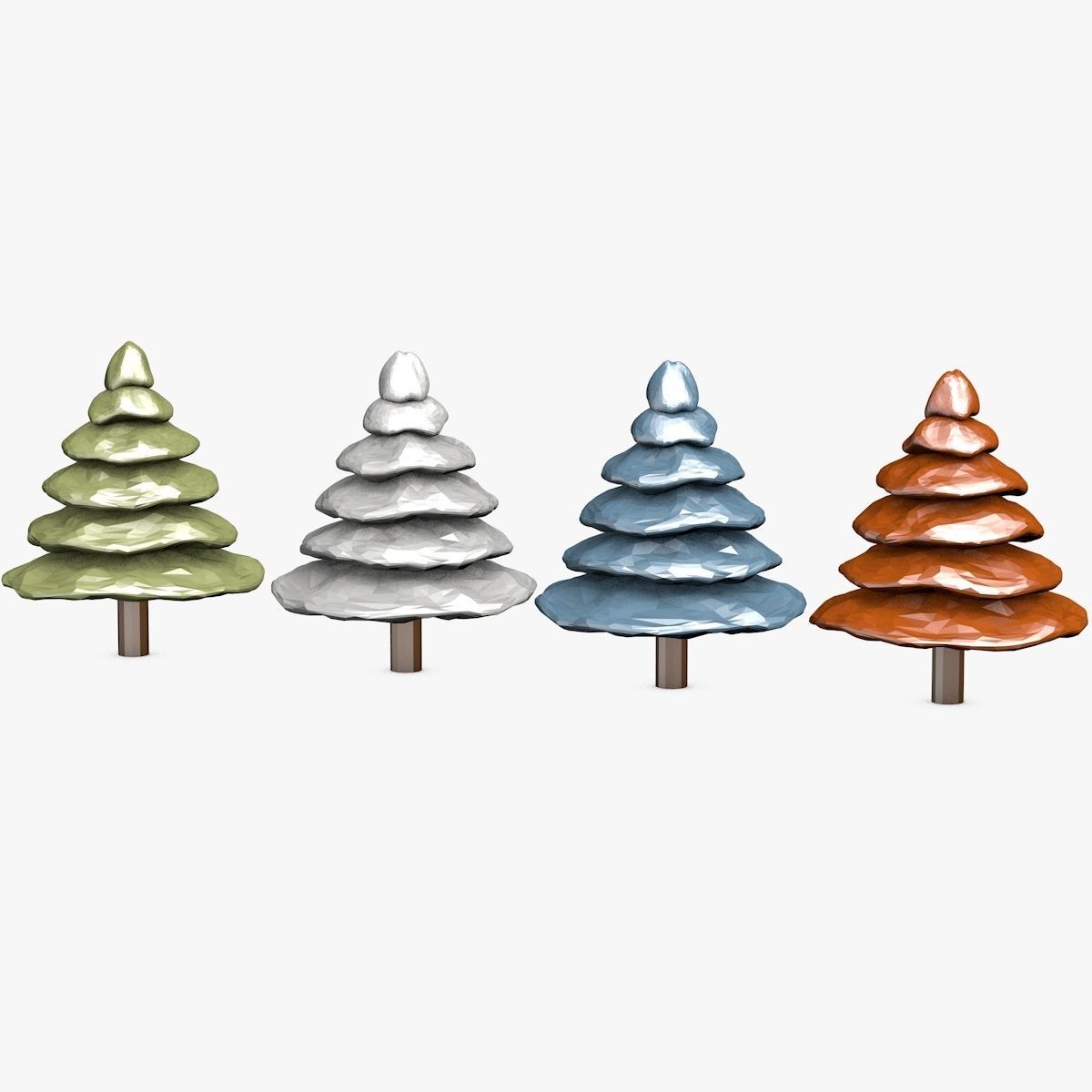 Colorful Cartoon Trees Low-poly 3D model_6