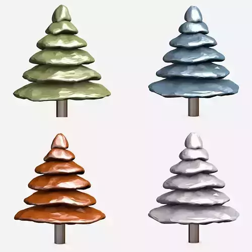 Colorful Cartoon Trees Low-poly 3D model