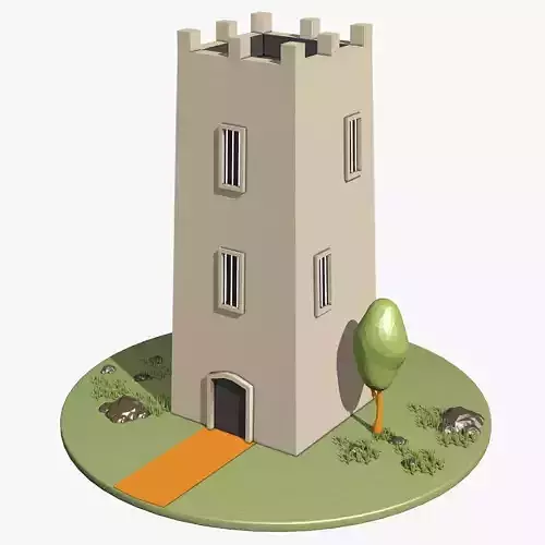 Cartoon Tower Low-poly 3D model