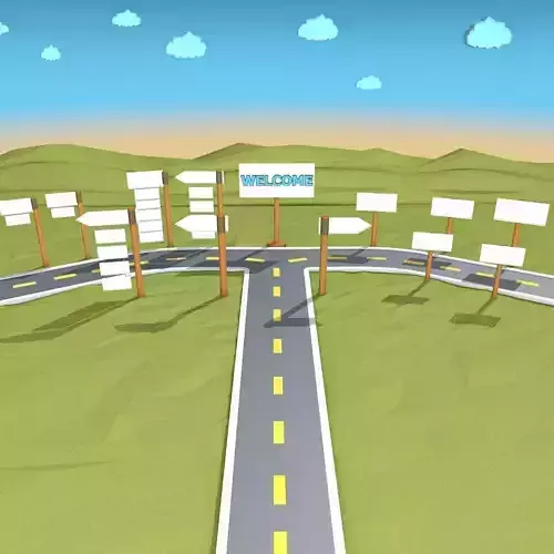 Cartoon Road Scene 3D model