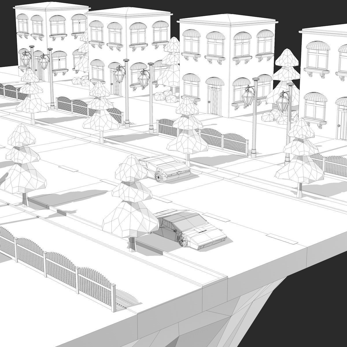 Cartoon City Low Poly Landscape Low-poly 3D model_12