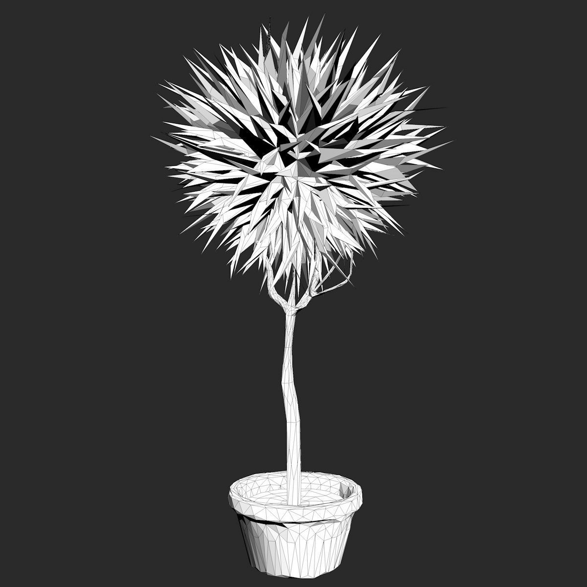 Cartoon Plant in a Pot Low-poly 3D model_4