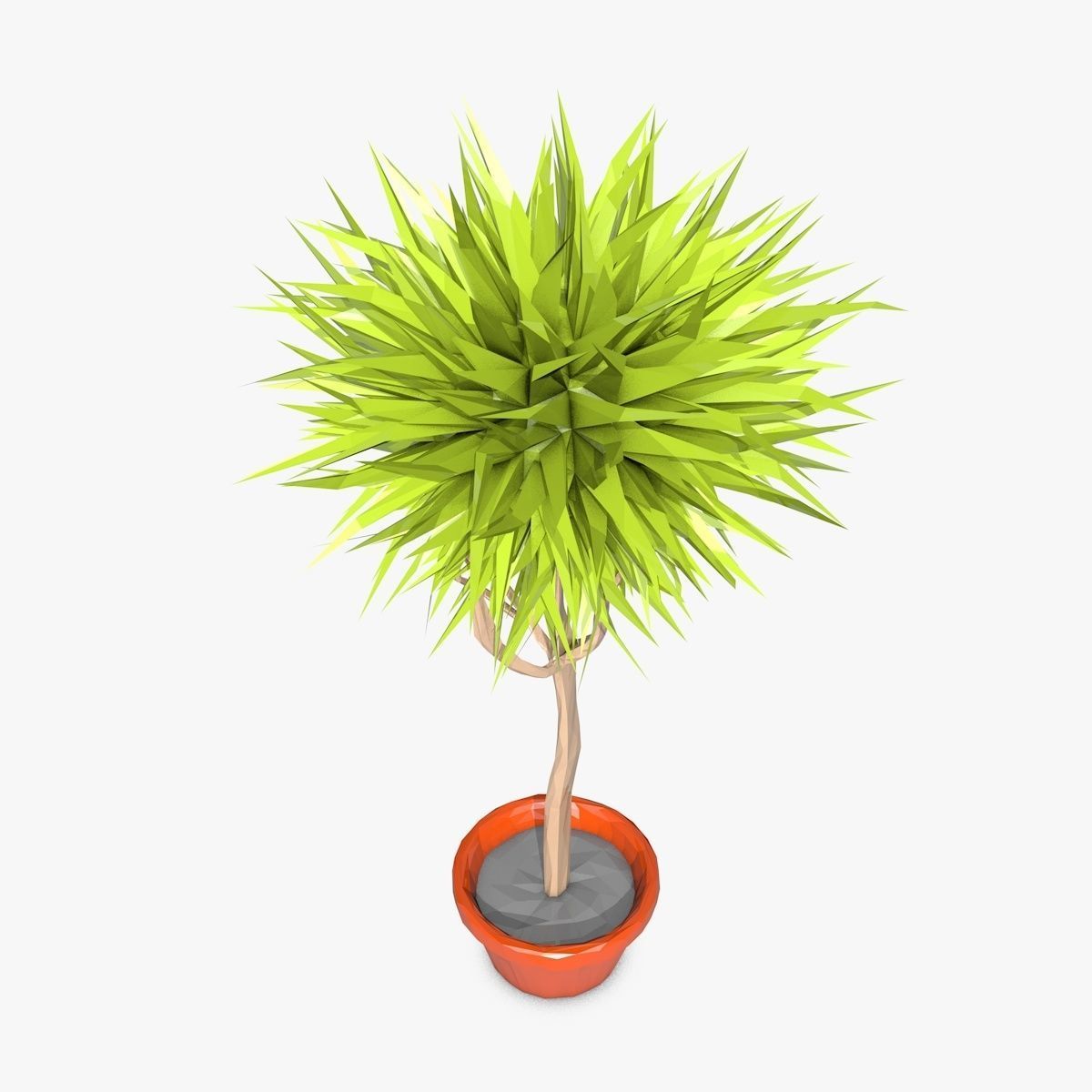 Cartoon Plant in a Pot Low-poly 3D model_2