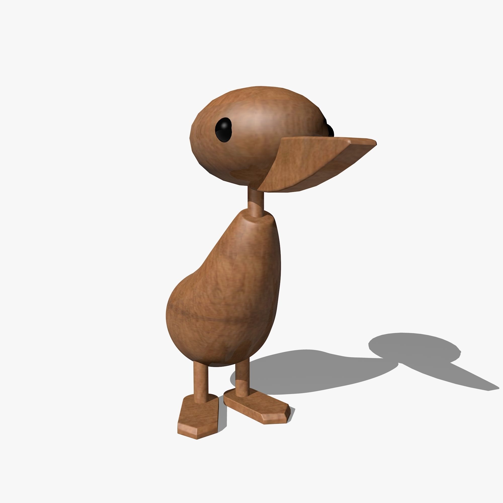 Wooden Toy Duck Low-poly 3D model_2