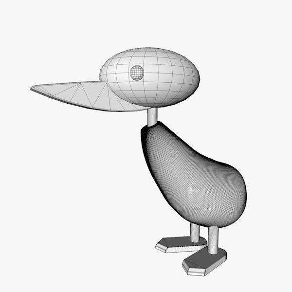 Wooden Toy Duck Low-poly 3D model_8