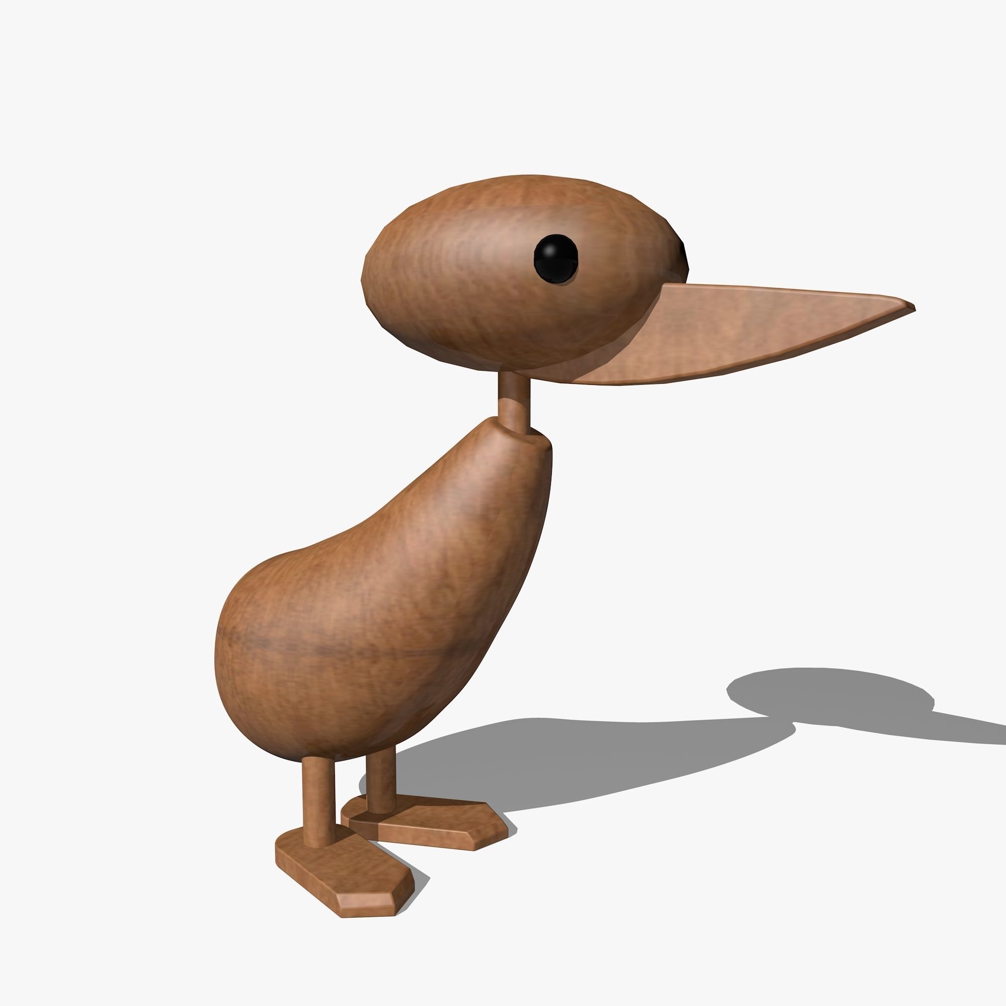 Wooden Toy Duck Low-poly 3D model_1