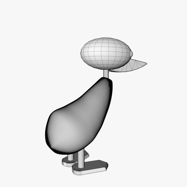 Wooden Toy Duck Low-poly 3D model_9