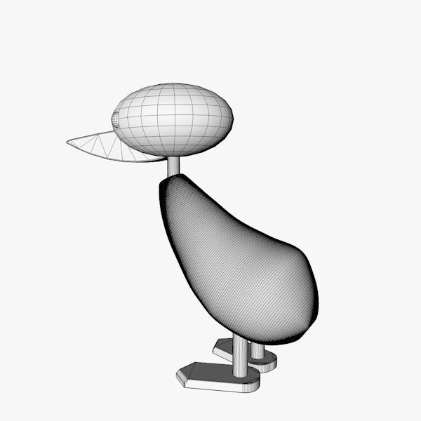 Wooden Toy Duck Low-poly 3D model_7