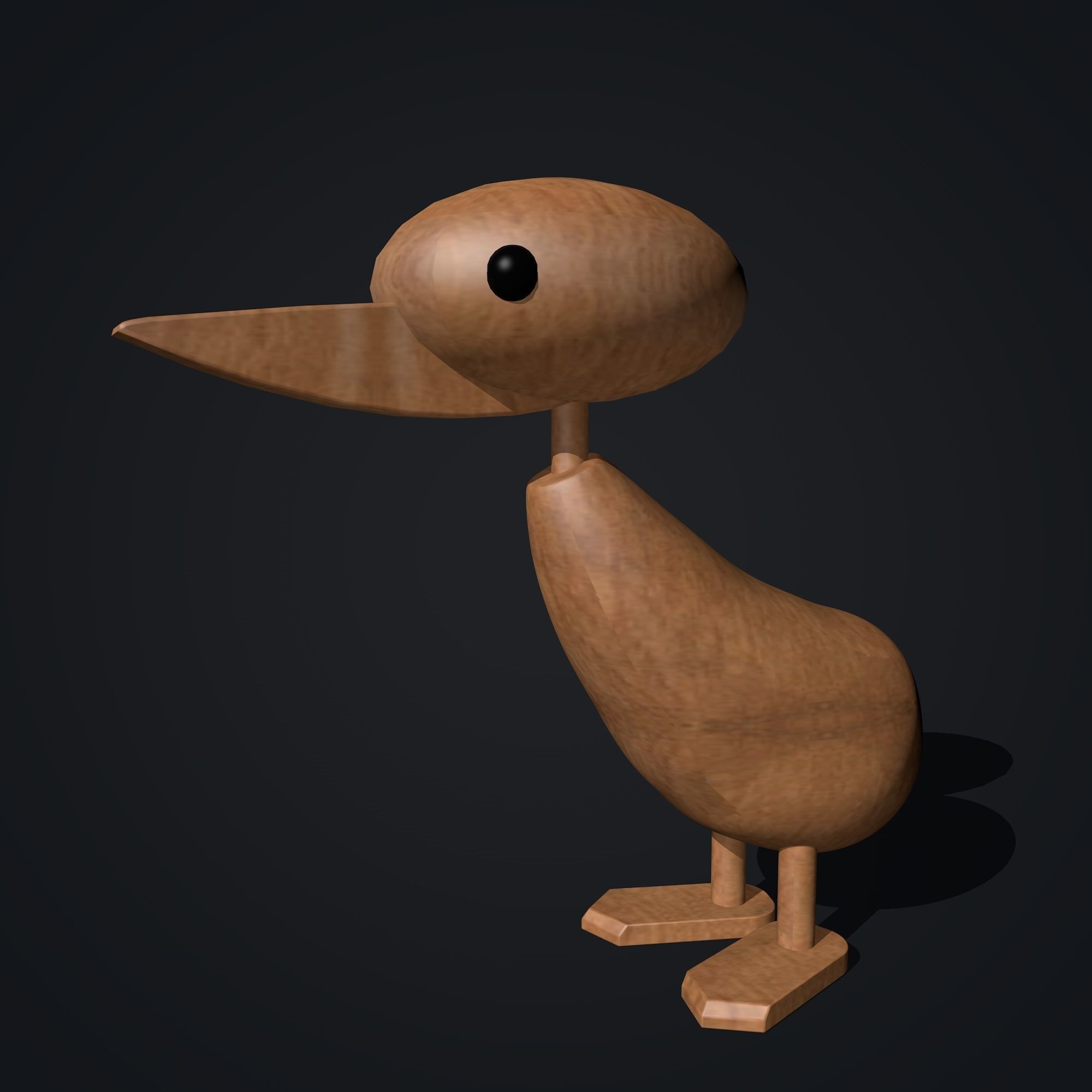 Wooden Toy Duck Low-poly 3D model_6