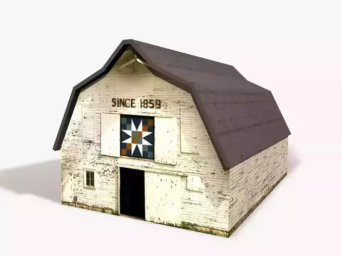 Medieval Wooden Barn Low-poly 3D model