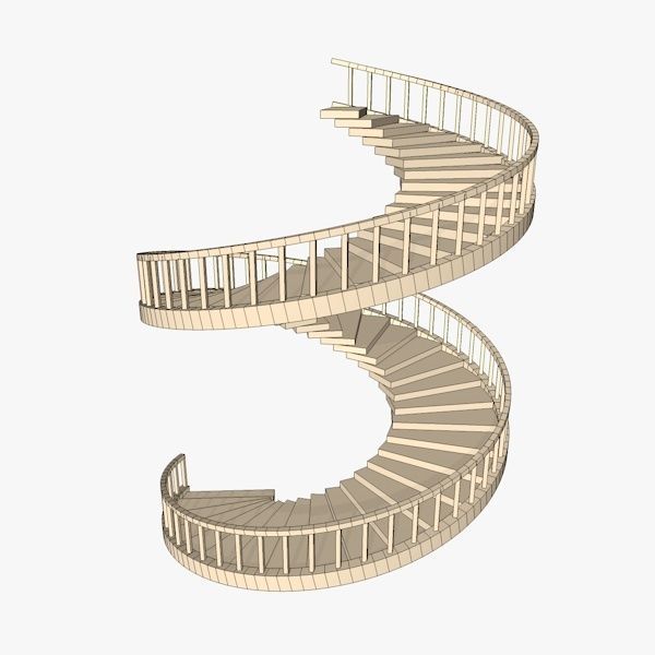 Spiral Wooden Stairs Low-poly 3D model_5