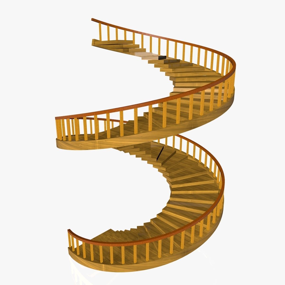 Spiral Wooden Stairs Low-poly 3D model_3