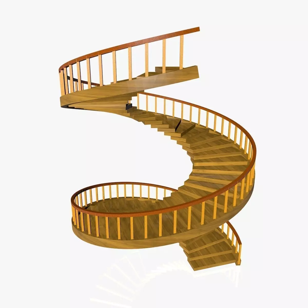 Spiral Wooden Stairs Low-poly 3D model_0
