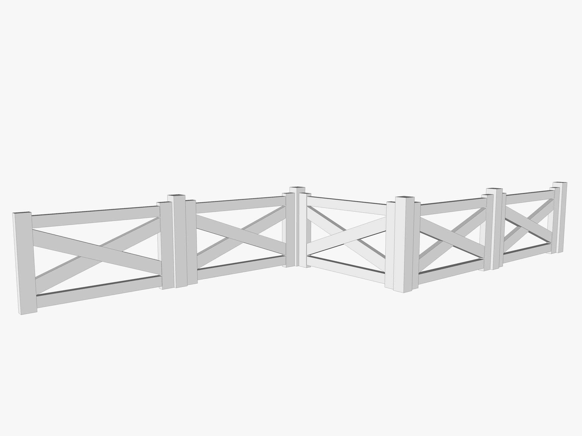 Wooden Fence Low-poly 3D model_4