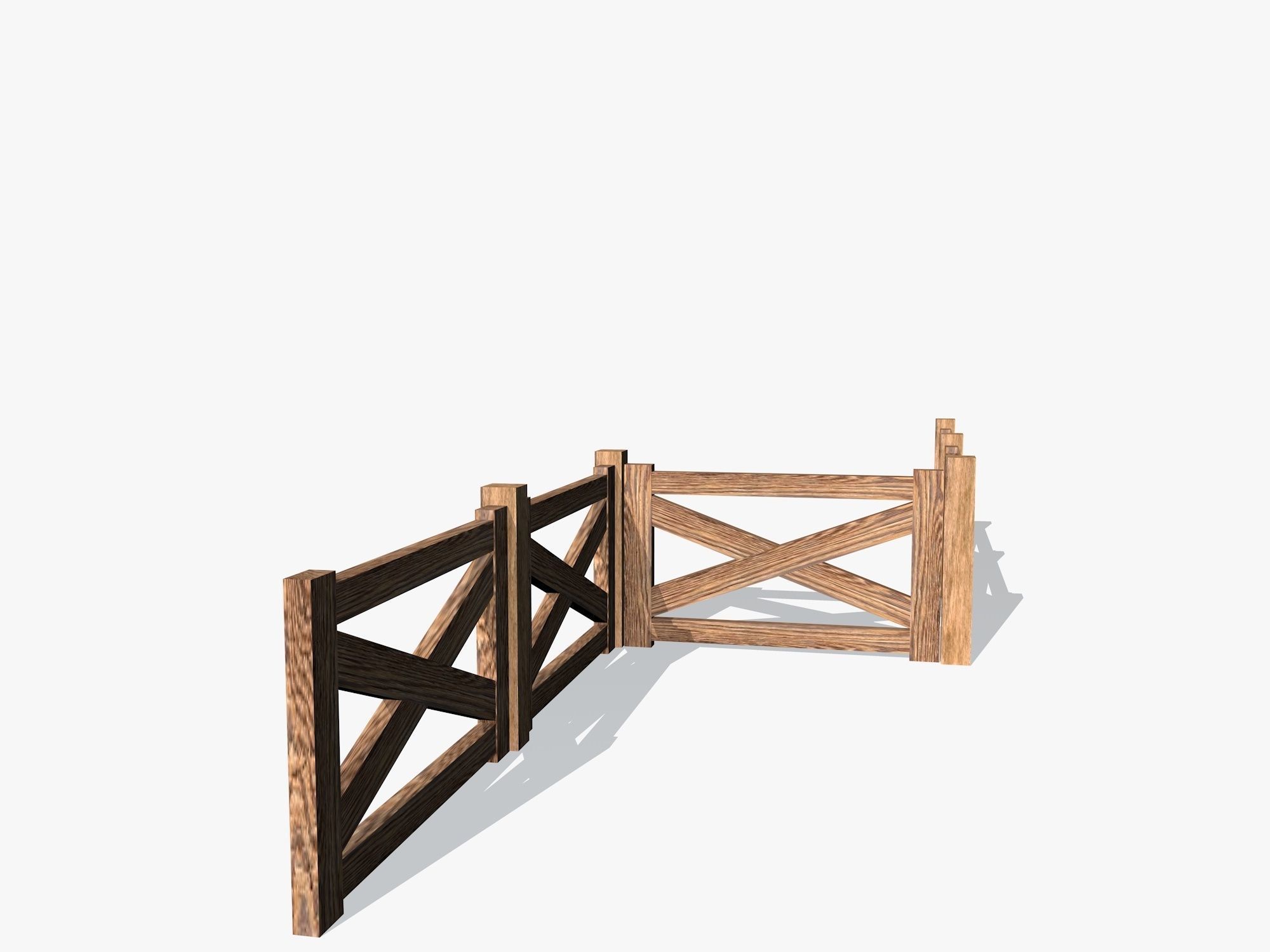 Wooden Fence Low-poly 3D model_3