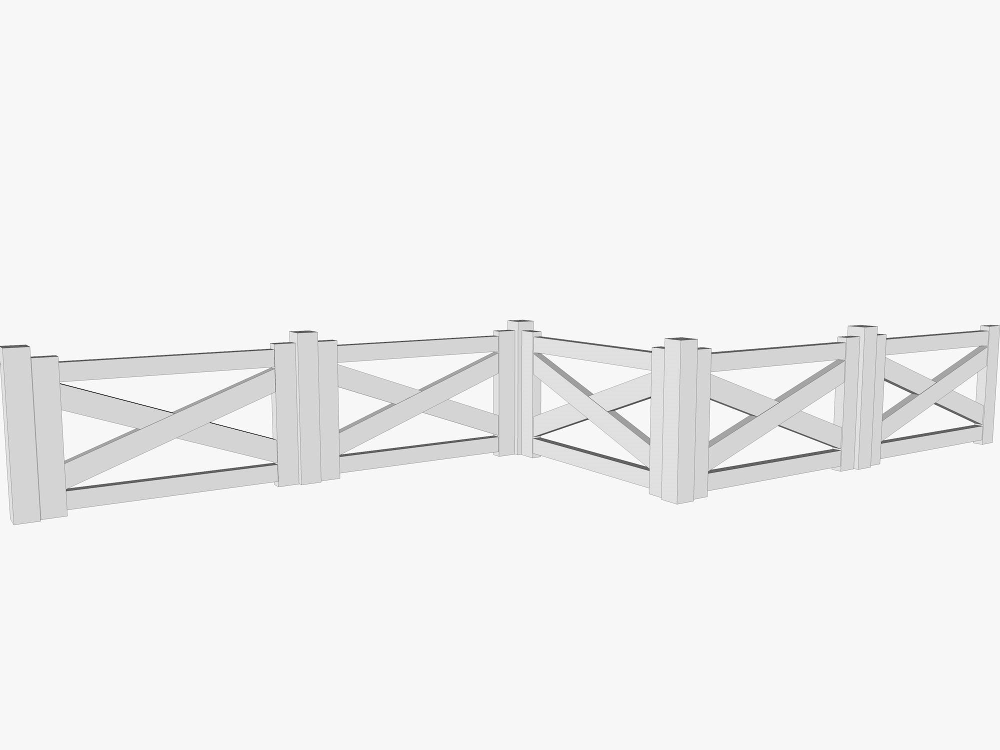 Wooden Fence Low-poly 3D model_5