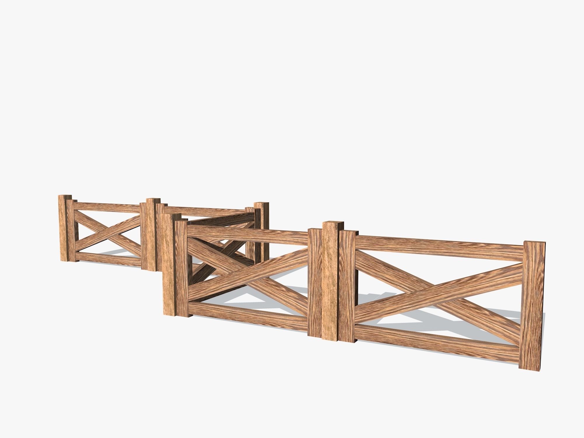 Wooden Fence Low-poly 3D model_2