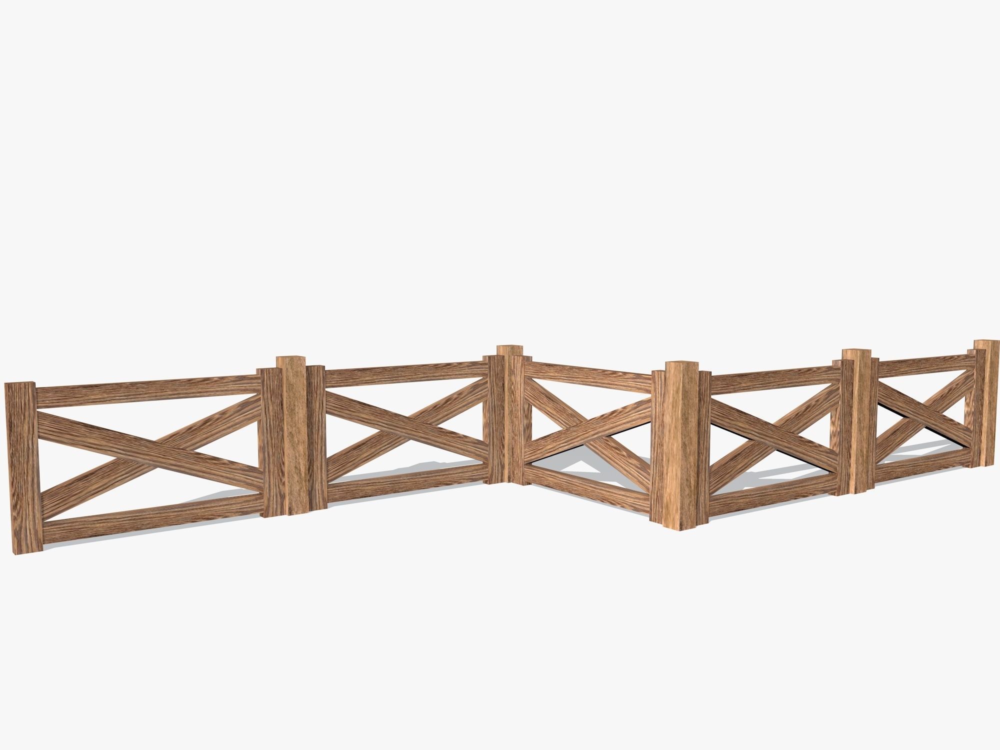 Wooden Fence Low-poly 3D model_1