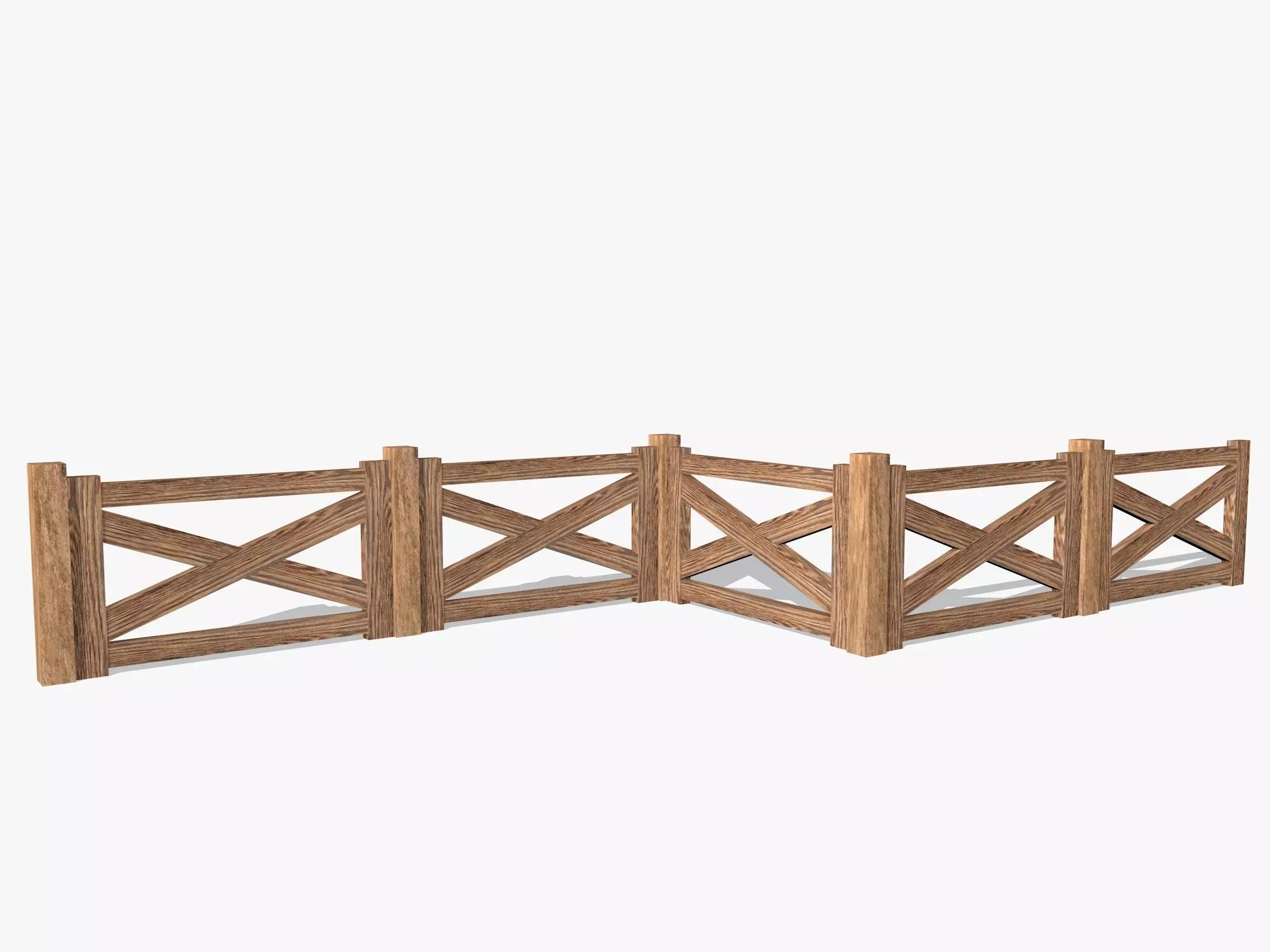Wooden Fence Low-poly 3D model_0