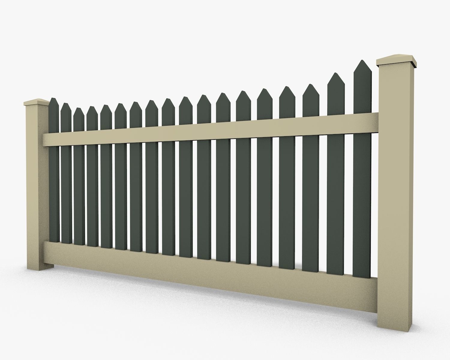 Wooden Fence Low-poly 3D model_3
