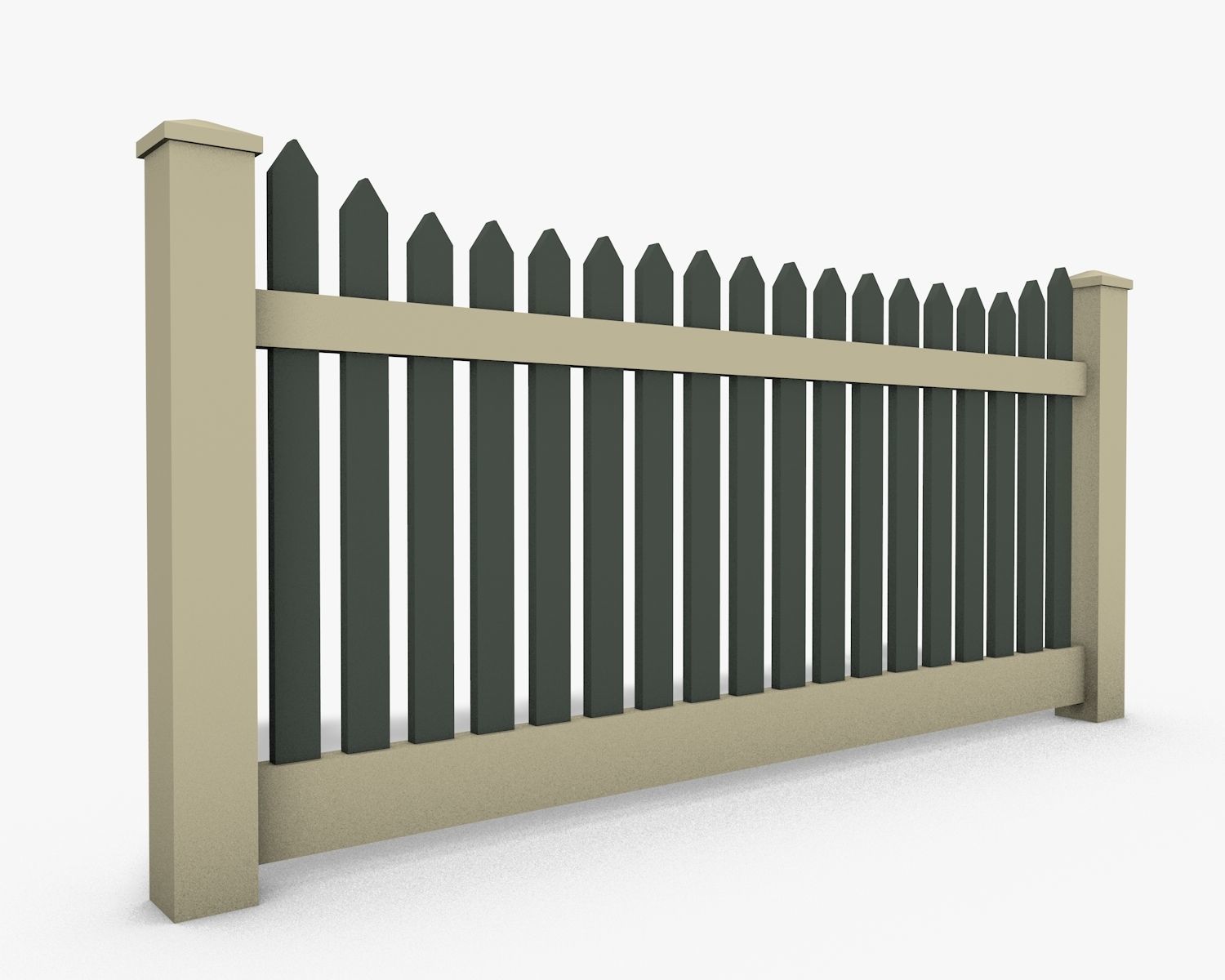 Wooden Fence Low-poly 3D model_2