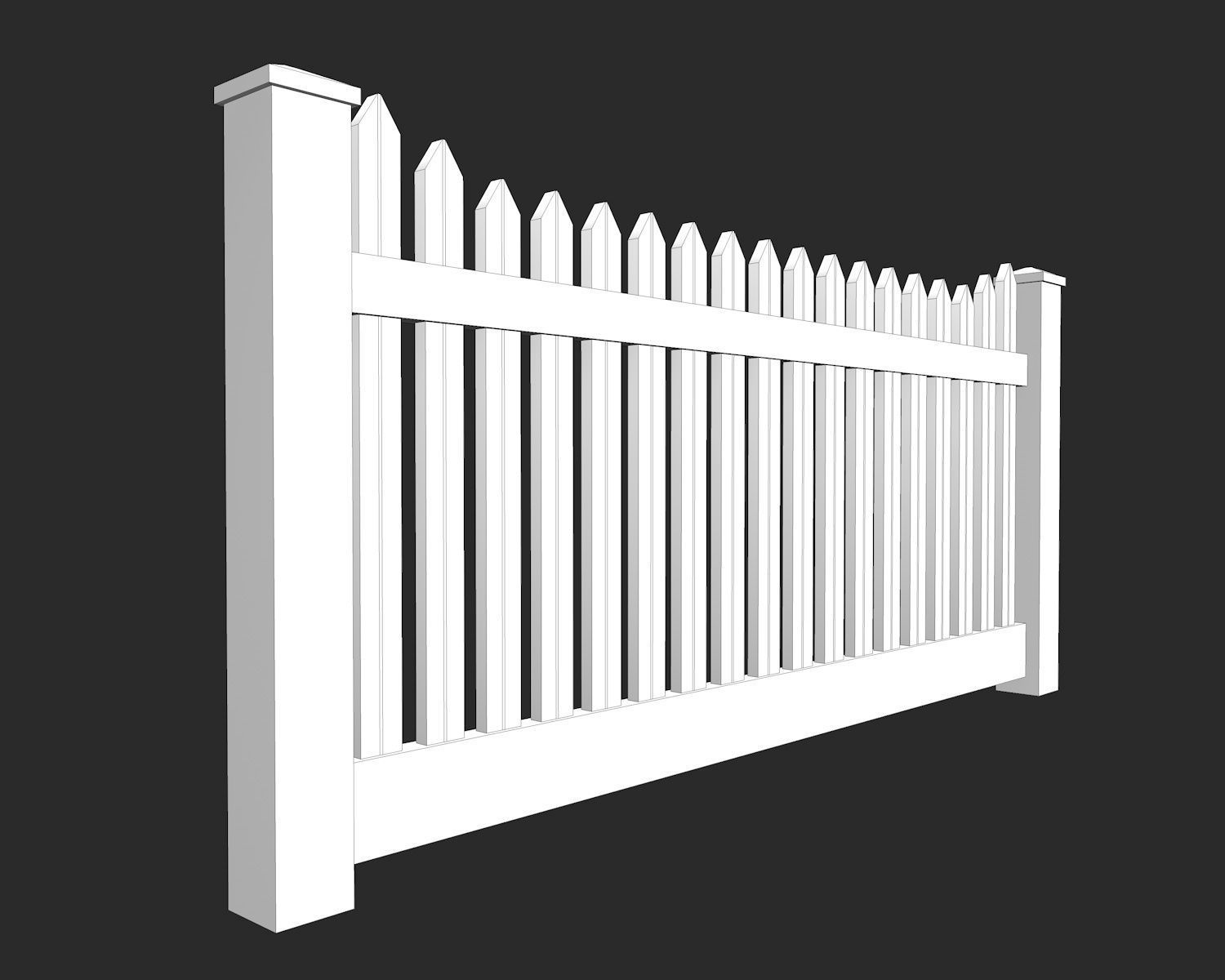 Wooden Fence Low-poly 3D model_6