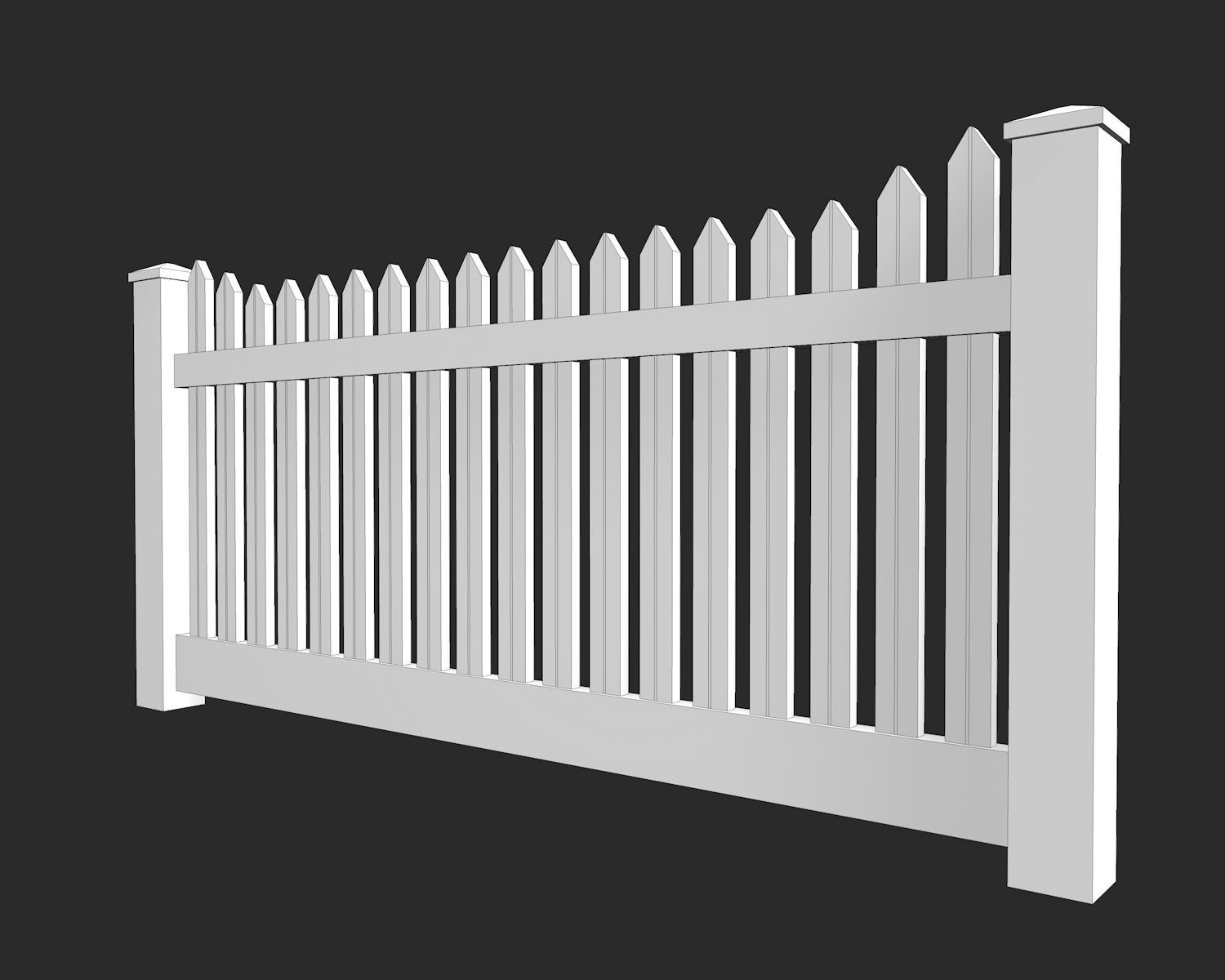 Wooden Fence Low-poly 3D model_4