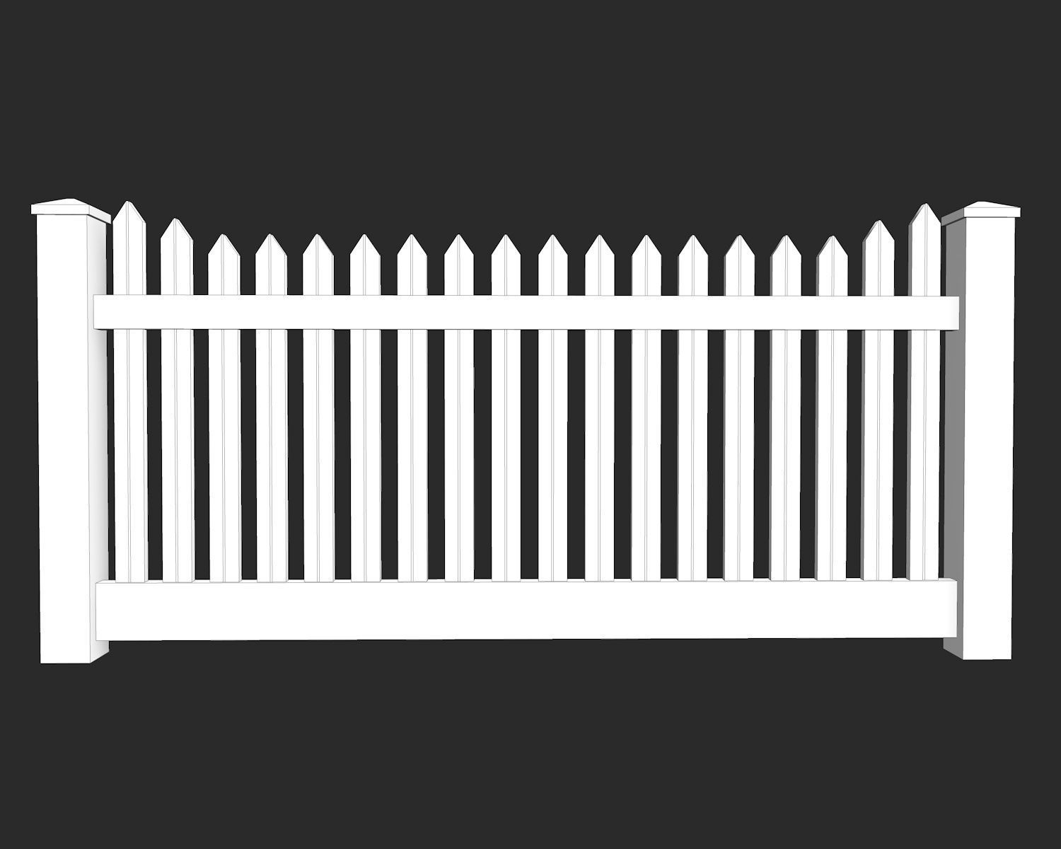 Wooden Fence Low-poly 3D model_5
