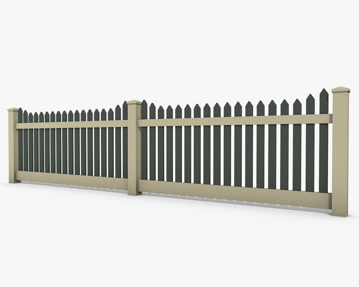 Wooden Fence Low-poly 3D model_1
