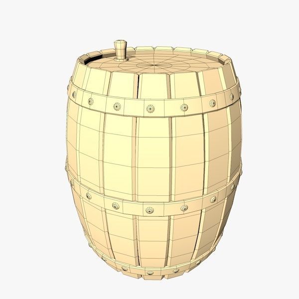 Wooden Barrel 3D model_6