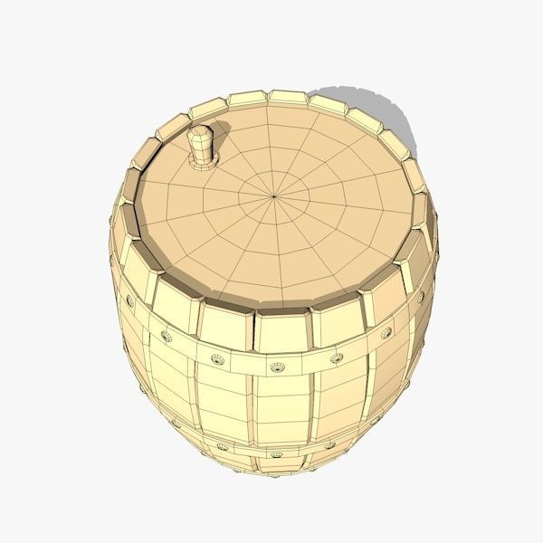 Wooden Barrel 3D model_5