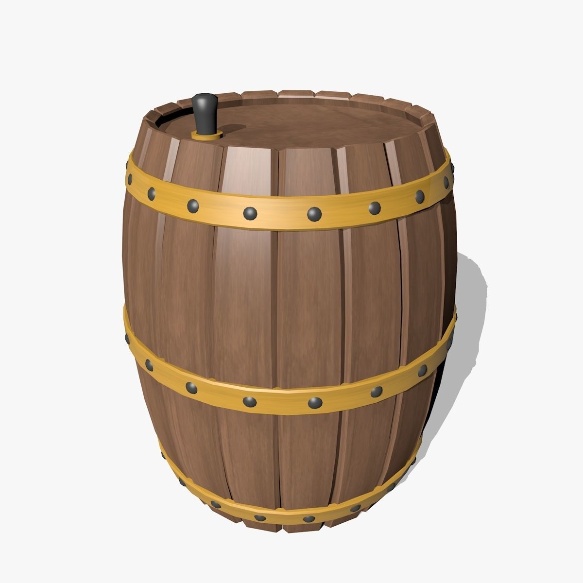 Wooden Barrel 3D model_2