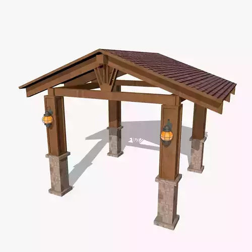 Wooden Shed with Lanterns