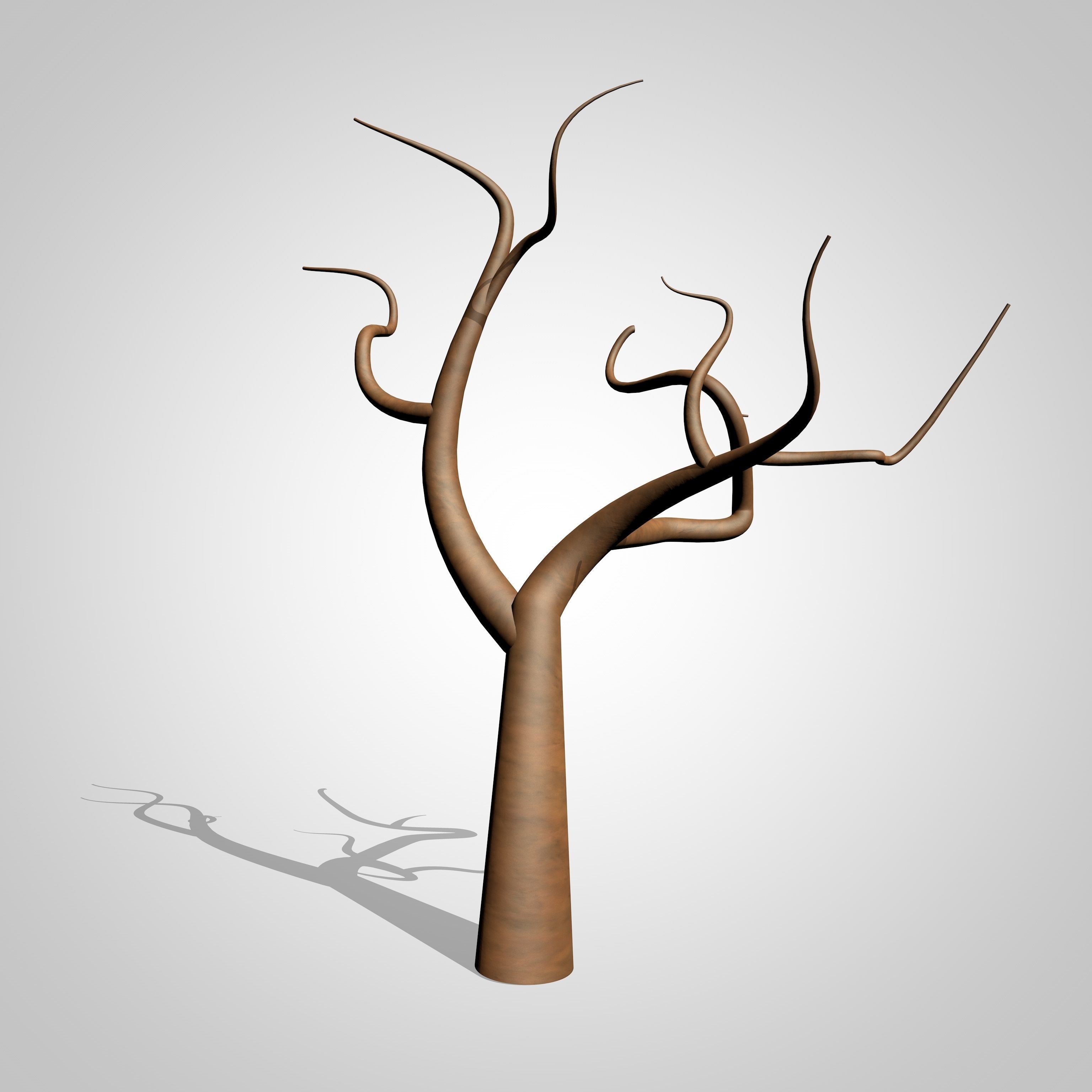 Cartoon Tree with no Leaves  3D model_2