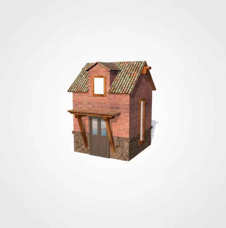 Residential House  Low-poly 3D model_0