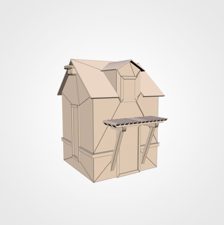 Residential House  Low-poly 3D model_5