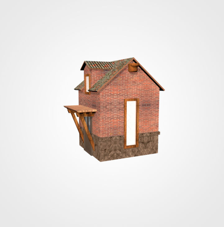 Residential House  Low-poly 3D model_2