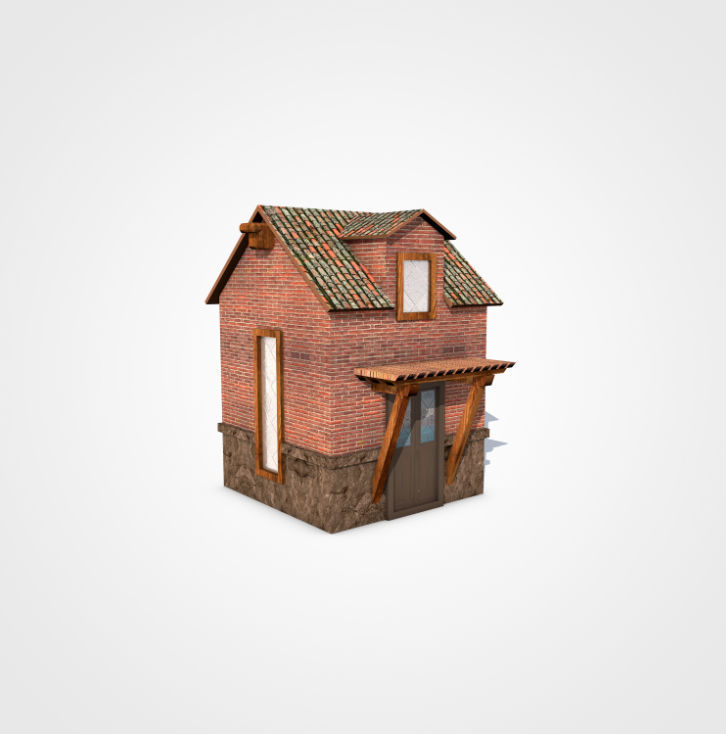 Residential House  Low-poly 3D model_1