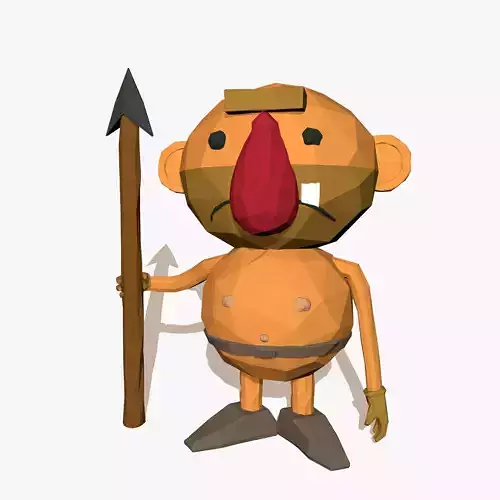 Cartoon Caveman Low-poly 3D model