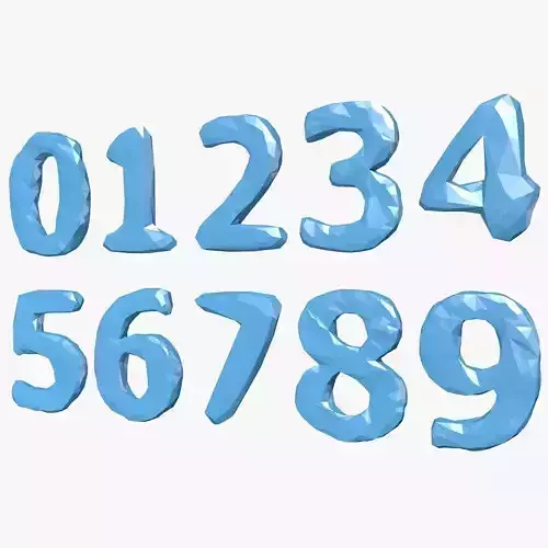 3D Numbers set of Low-poly 3D model