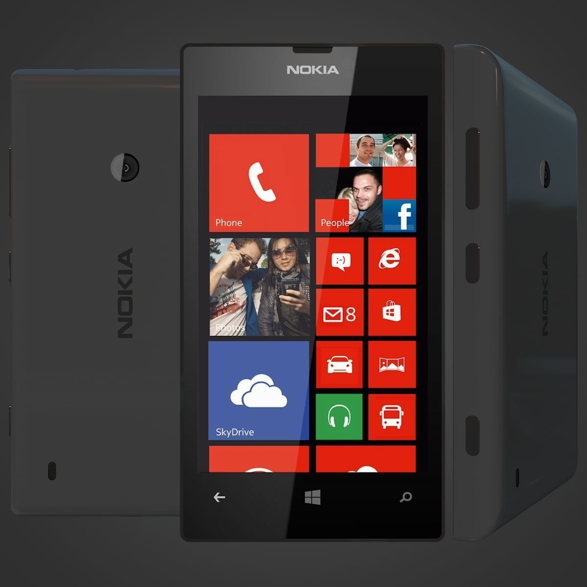 Black Nokia Lumia 520 3D Model 3D model_8