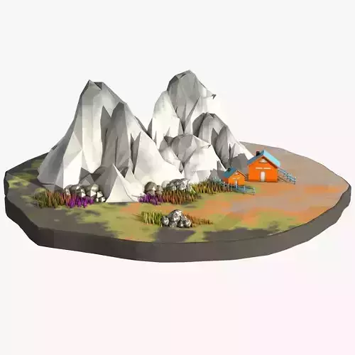 Cartoon Landscape in Low Poly Style Low-poly 3D model