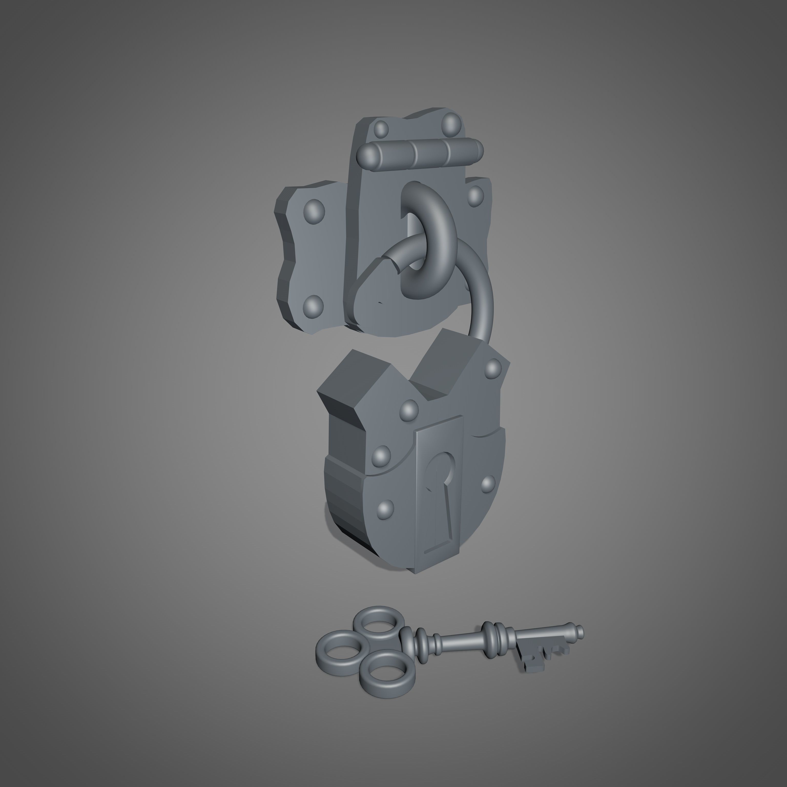 Medieval Padlock 3D model_4